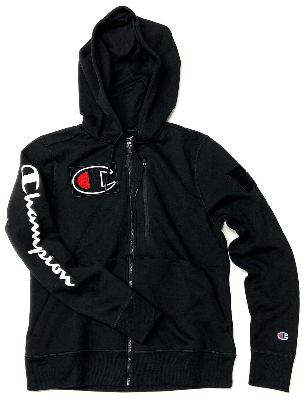 Champion Gamer Full Zip Hoodie Size XS Gaming Sweatshirt Big C Patch X-Small
